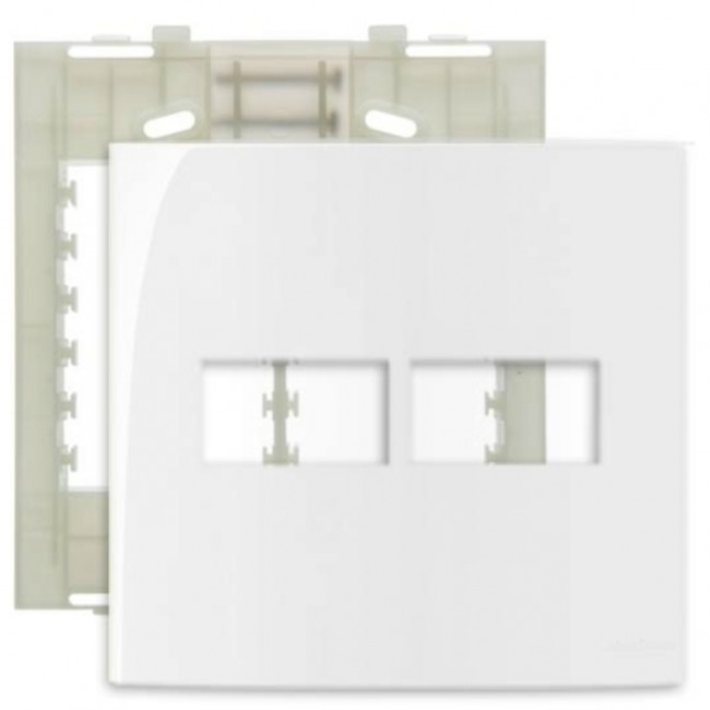 CONJUNTO PLACA 4X4 2POSTOS HORIZONTAL BRANCO COM SUPORTE SLEEK MARGIRIUS PA016021