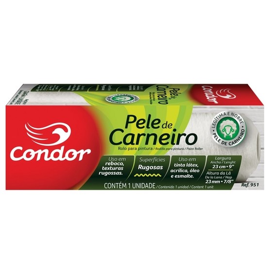 ROLO DE PELE DE CARNEIRO SUPER 23CM SEM SUPORTE 951 CONDOR