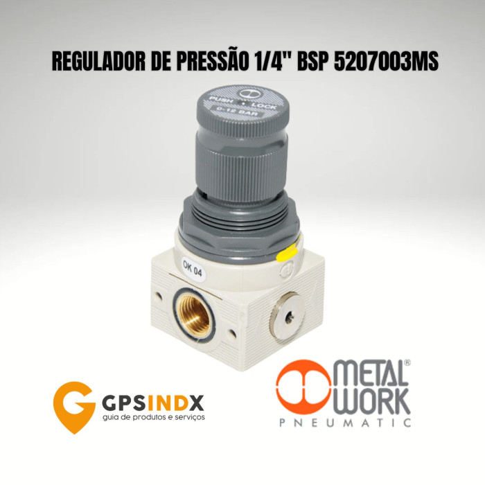 REGULADOR DE PRESS&Atilde;O 1/4" BSP COM MAN&Ocirc;METRO DE 0 8 BAR 5207003MS METALWORK