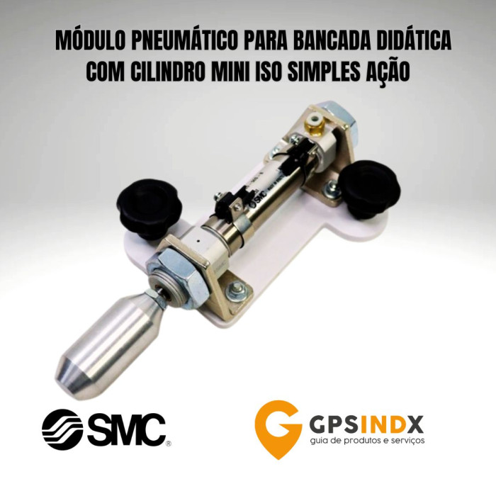 Cilindro Pneum&aacute;tico Simples A&ccedil;&atilde;o Retorno Mola  Mini ISO  SMC para Bancada Did&aacute;tica