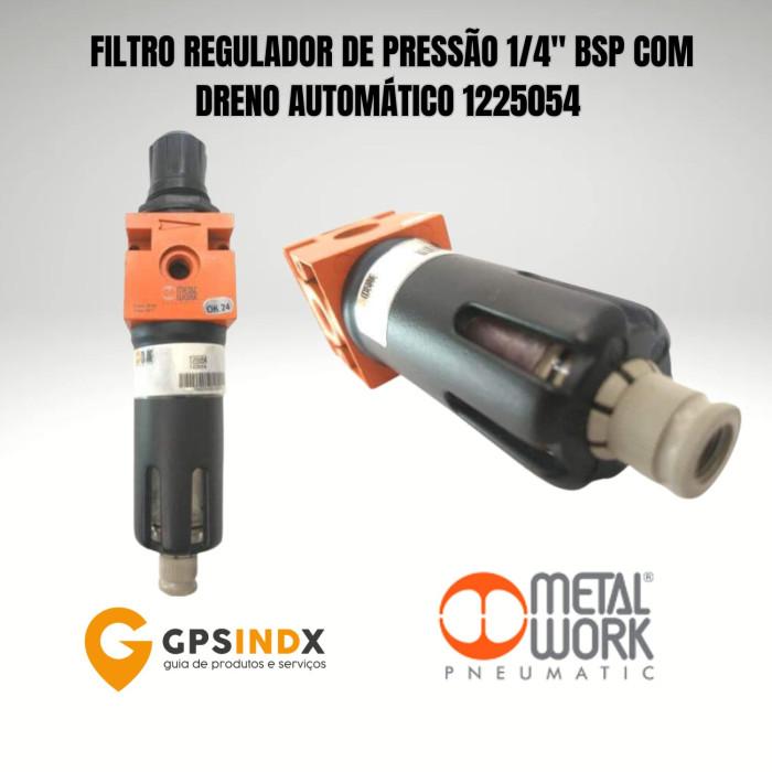 Filtro Regulador de Ar 1/4" BSP com Dreno Autom&aacute;tico Metalwork