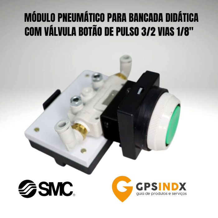V&aacute;lvula Com Bot&atilde;o Pulsador Faceado 3/2 vias S&eacute;rie VM131 SMC Para Reforma de  Bancada Did&aacute;tica