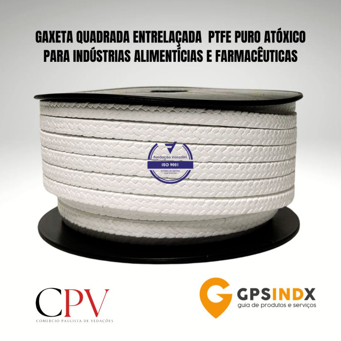 Gaxeta quadrada entrela&ccedil;ada PTFE puro At&oacute;xico 